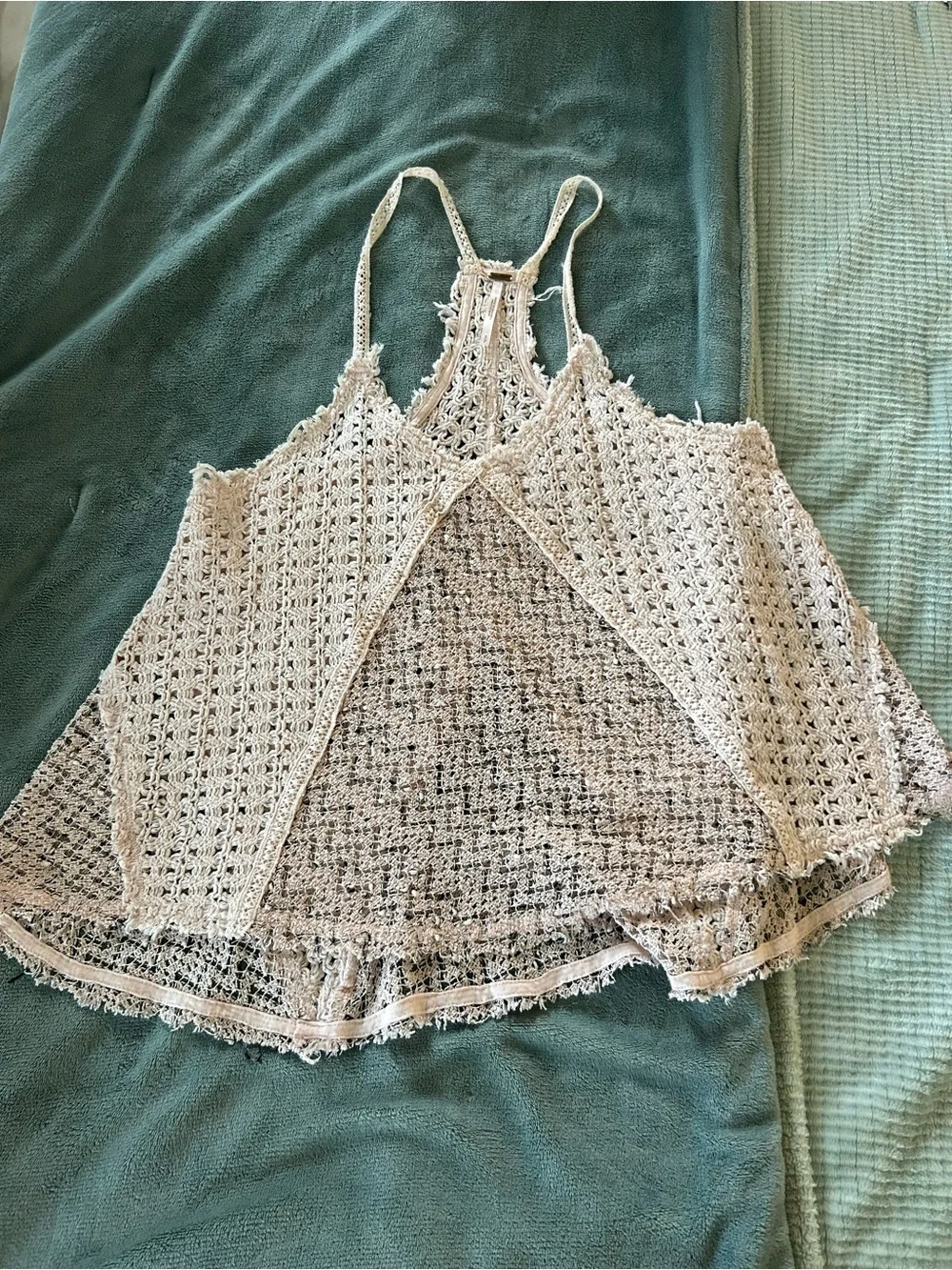 Free People Cream Crochet Open-Back Camisole
